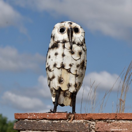 chouette blanche métal