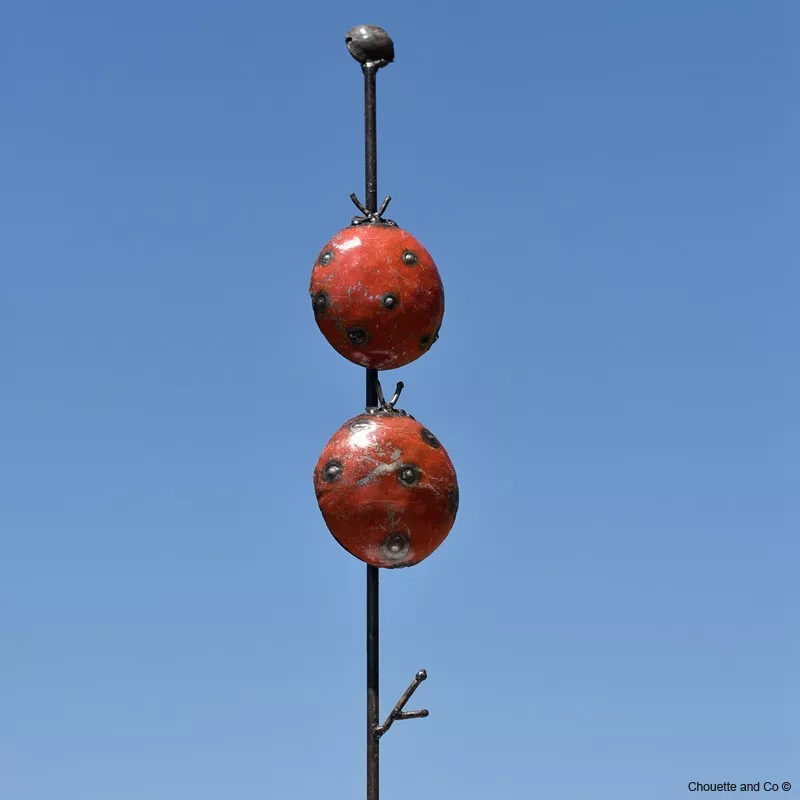 Deux coccinelles métal recyclé décoration jardin