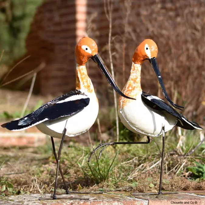 avocette blanche métal recyclé décoration jardin