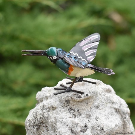 Colibri Inca en métal peint à la main