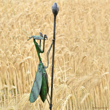 Tuteur mante religieuse peinte main