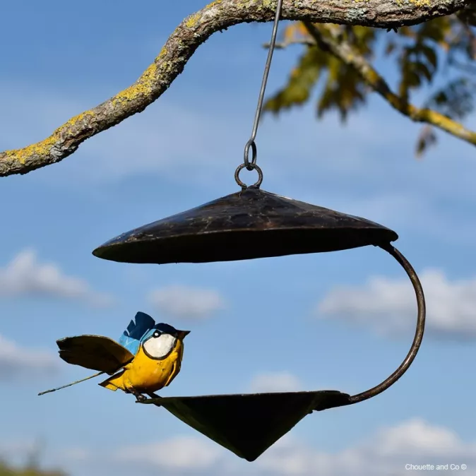 mangeoire maison cône métal recyclé décoration jardin