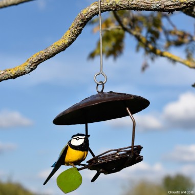 Suspension mini cône mésange et oeufs