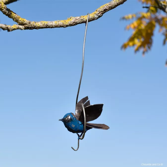 Oiseau couleur sur fil et crochet