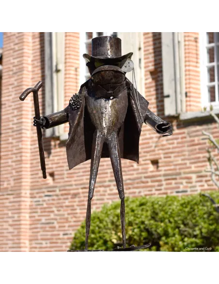 Grenouille gentlemen en métal recyclé brossé