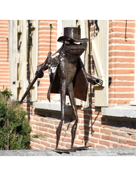 Grenouille gentlemen en métal recyclé brossé