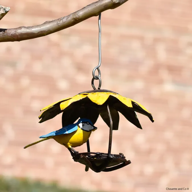 Suspension mini cône tournesol mésange et oeufs