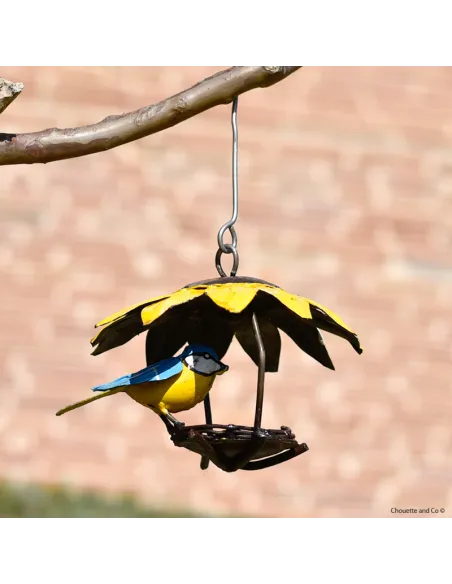 Suspension mini cône tournesol mésange et oeufs