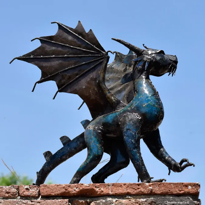 Dragon couleur en métal fût