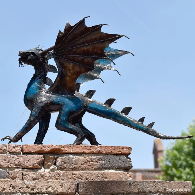 Dragon couleur en métal fût