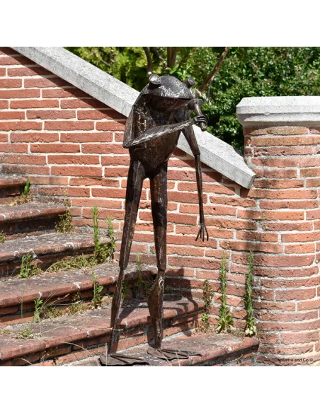 Grenouille musicienne en métal recyclé finition brossé
