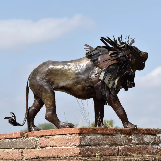 lion métal recyclé décoration jardin