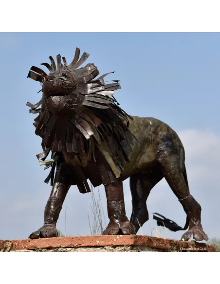 lion métal recyclé décoration jardin