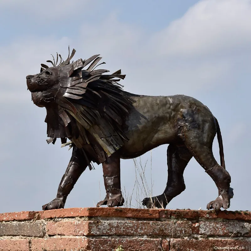 lion métal recyclé décoration jardin