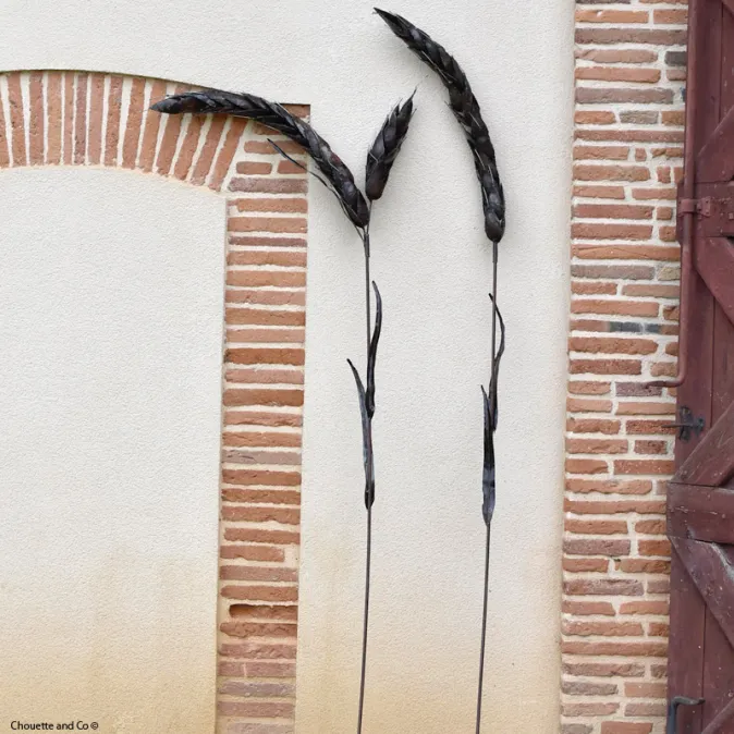 Epis de blé en métal recyclé, sculpture XXL