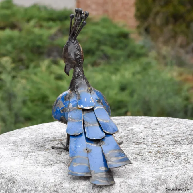 Paon en métal fût bleu