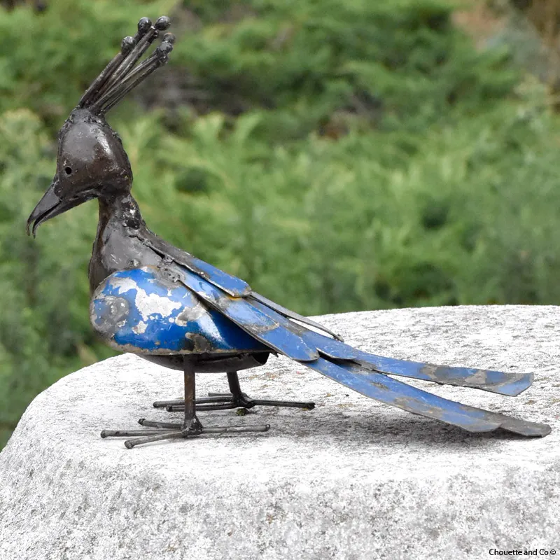 Paon en métal fût bleu