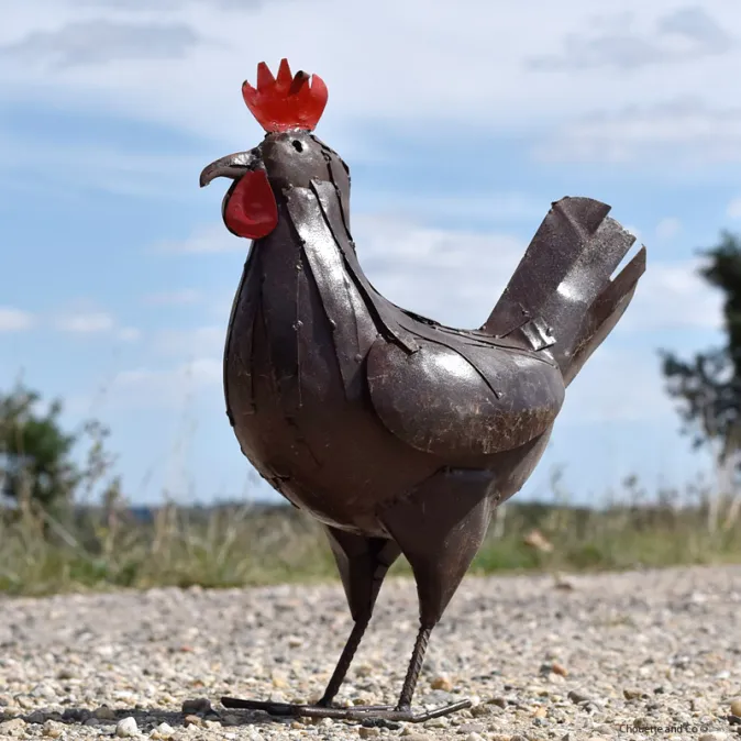 poule lamelle gm métal recyclé décoration jardin