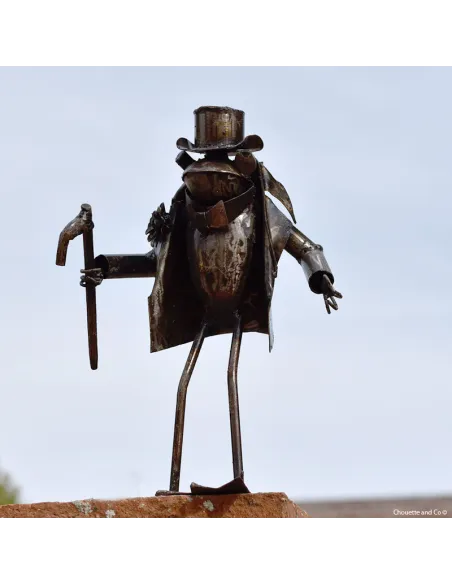 Grenouille gentleman en métal recyclé
