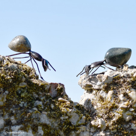 fourmis pierre polie et métal petit modèle